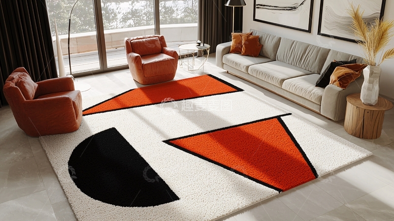 高清大图下载【趣麦麦图】-现代简约几何地毯