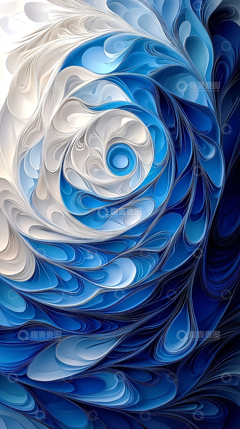 高清大图下载【趣麦麦图】蓝白纸艺漩涡