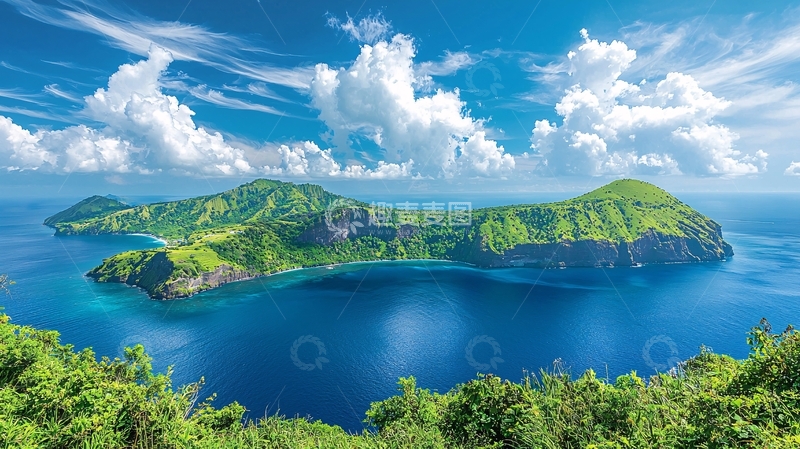 高清大图下载【趣麦麦图】热带岛屿碧海蓝天白云
