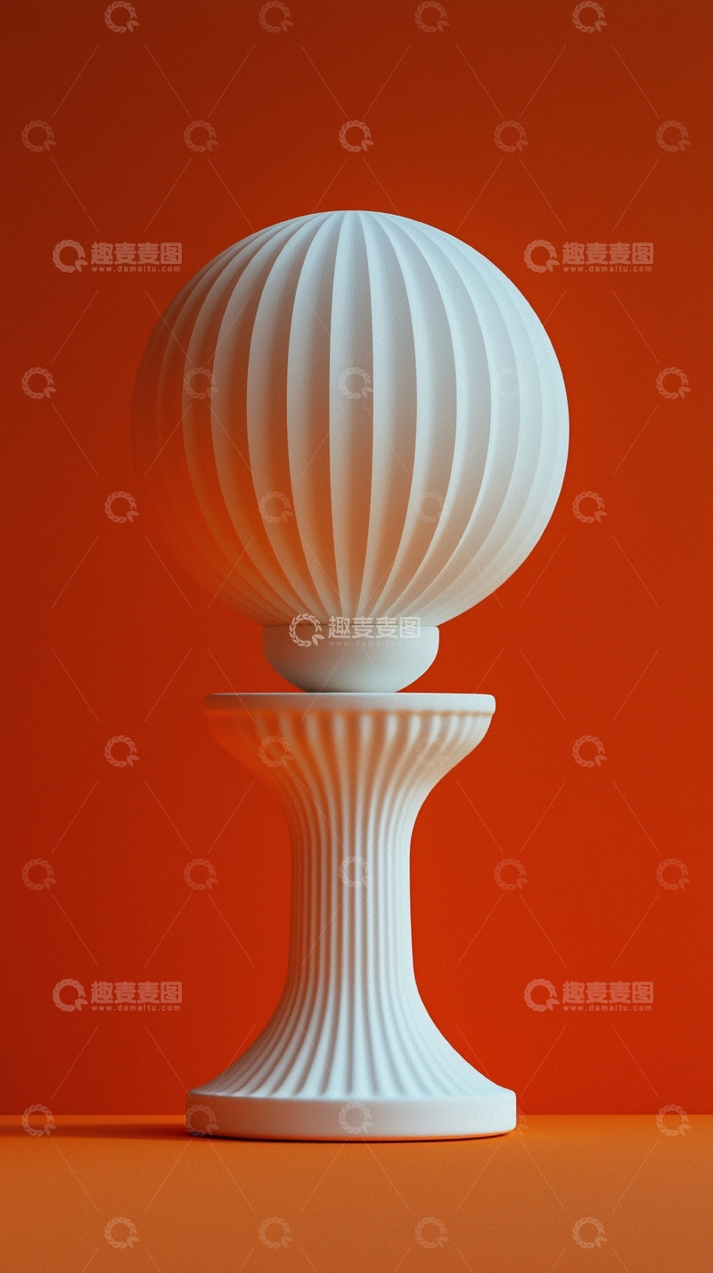高清大图下载【趣麦麦图】白色雕塑置于橙色背景