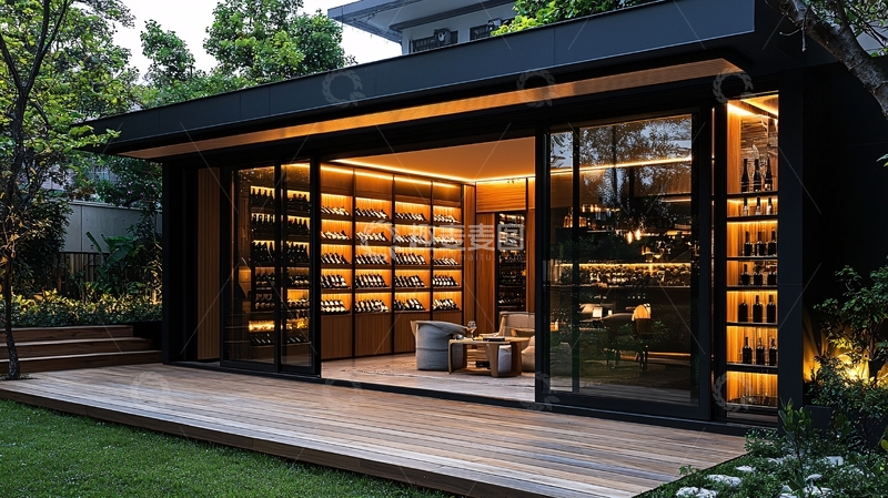高清大图下载【趣麦麦图】现代庭院酒窖
