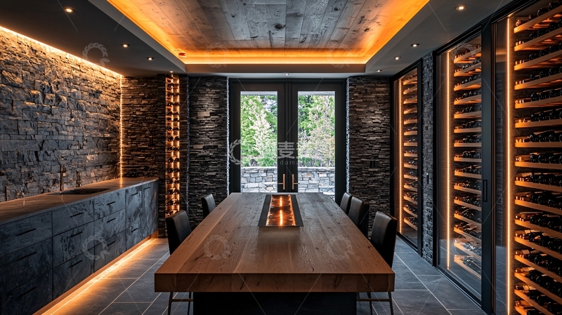 高清大图下载【趣麦麦图】私人酒窖与长餐桌