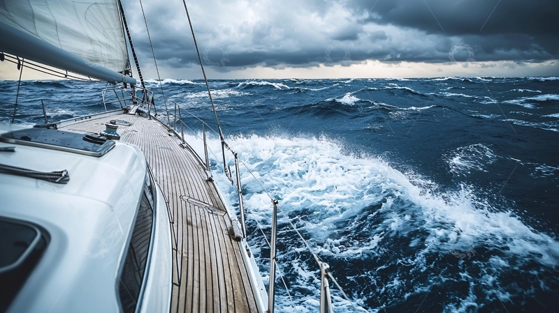 高清大图下载【趣麦麦图】暴风雨中航行的帆船