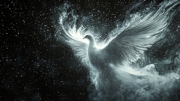 光芒四射的星空背景中的白鸽