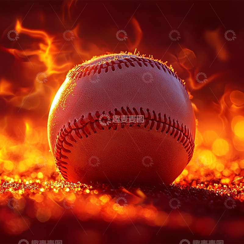 高清大图下载【趣麦麦图】火焰中的棒球