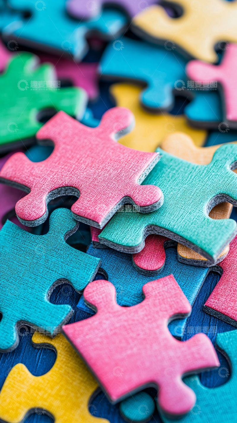 高清大图下载【趣麦麦图】彩色拼图碎片