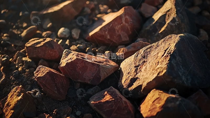 高清大图下载【趣麦麦图】阳光照射下的碎石堆