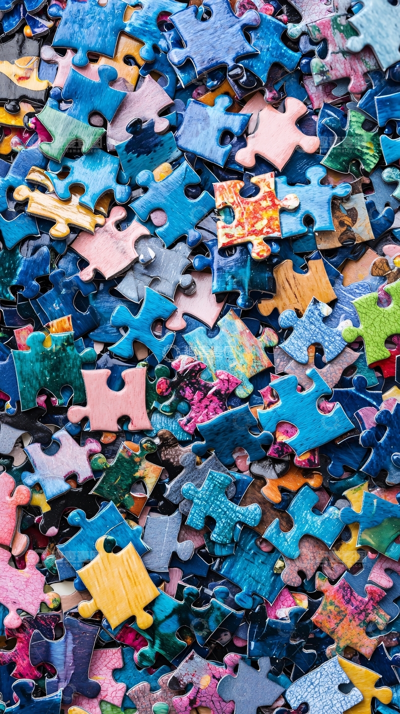 高清大图下载【趣麦麦图】彩色拼图碎片堆积