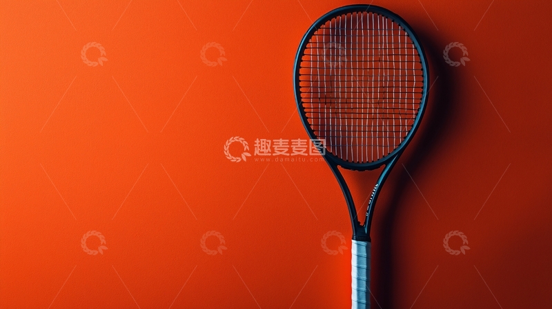 高清大图下载【趣麦麦图】网球拍在橙色背景上