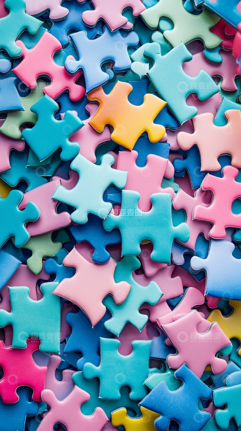 高清大图下载【趣麦麦图】彩色拼图碎片