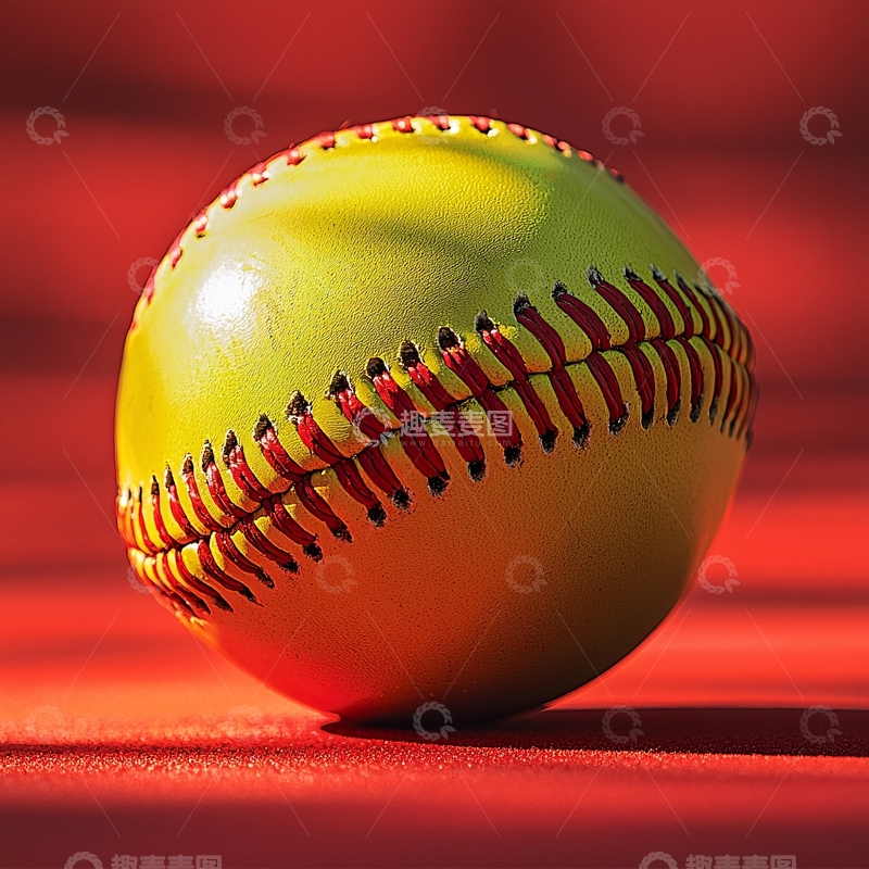 高清大图下载【趣麦麦图】黄色棒球在红色背景上