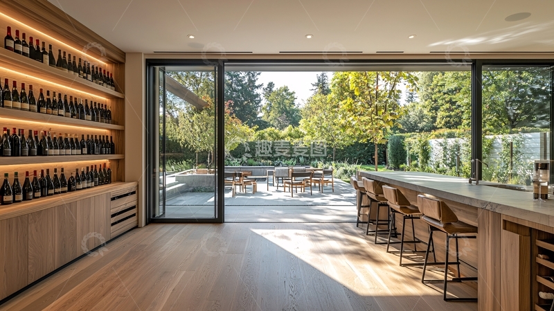 高清大图下载【趣麦麦图】室内酒窖连接户外庭院