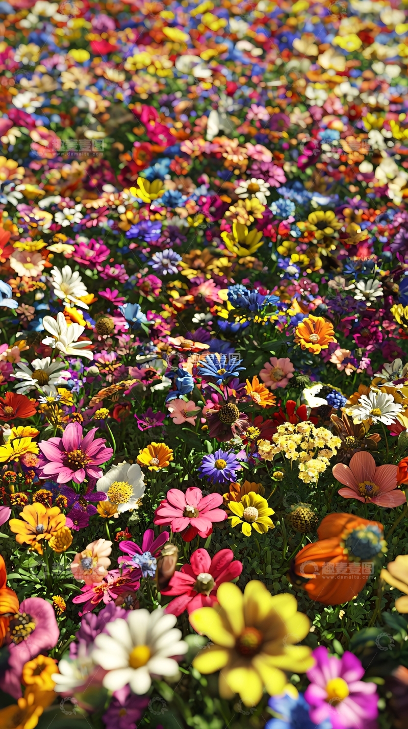 高清大图下载【趣麦麦图】色彩斑斓的野花田