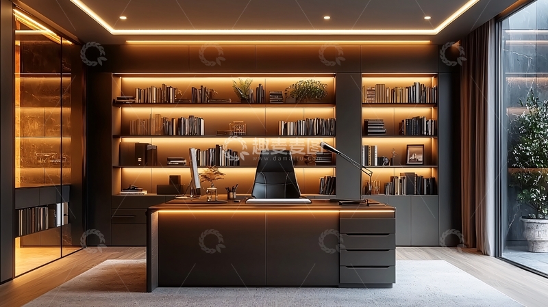 高清大图下载【趣麦麦图】高端大气现代化书房