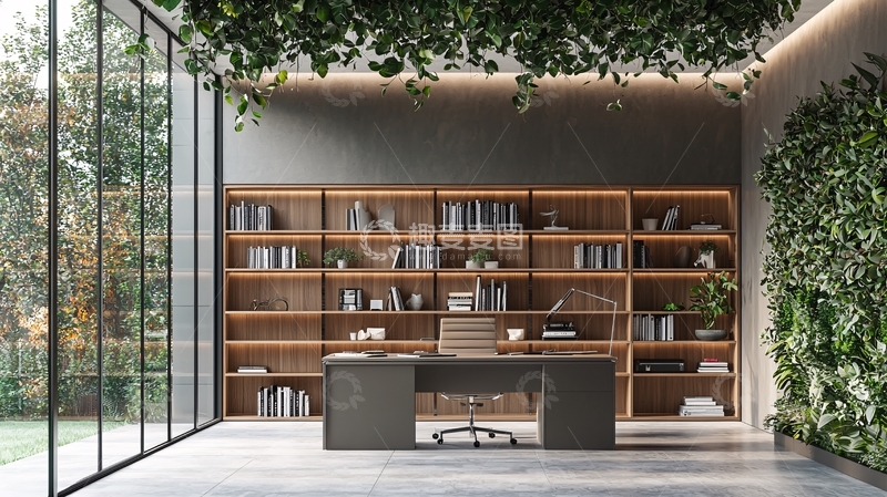 高清大图下载【趣麦麦图】室内绿植书房