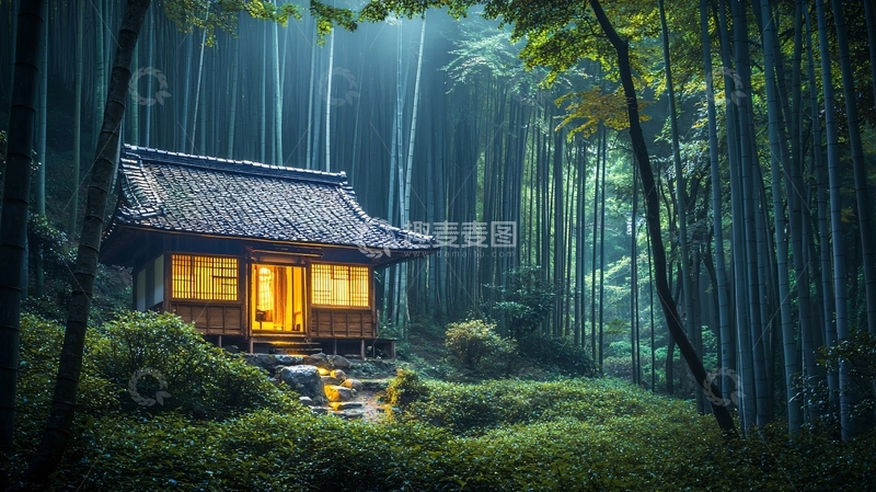 高清大图下载【趣麦麦图】竹林小屋