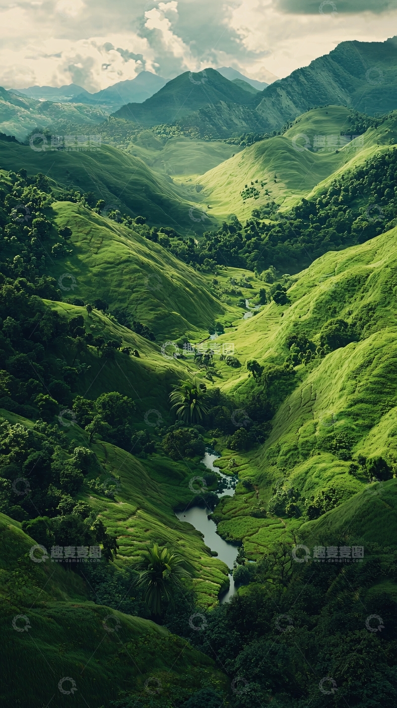 高清大图下载【趣麦麦图】绿色山谷河流