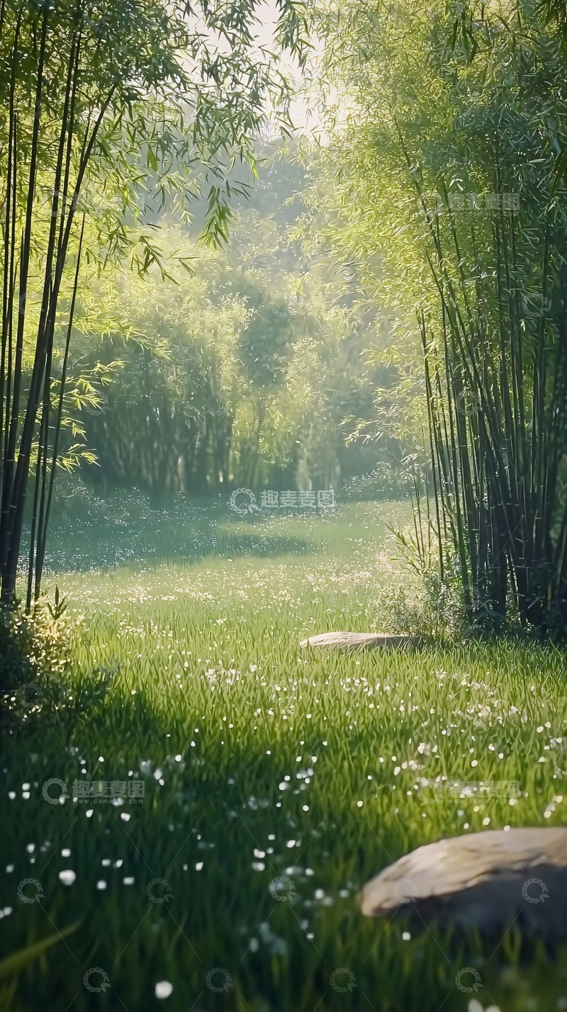 高清大图下载【趣麦麦图】清晨竹林小径
