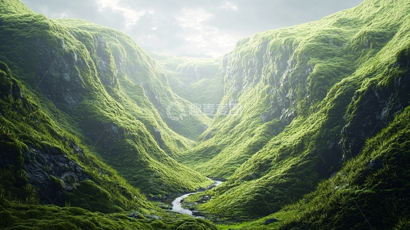 高清大图下载【趣麦麦图】绿色山谷河流
