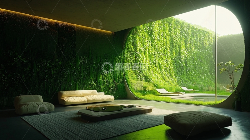 高清大图下载【趣麦麦图】绿植环绕的现代简约客厅