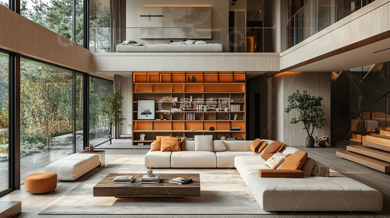 高清大图下载【趣麦麦图】现代简约双层别墅客厅