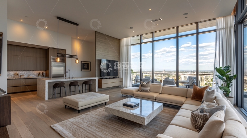 高清大图下载【趣麦麦图】豪华公寓客厅和厨房