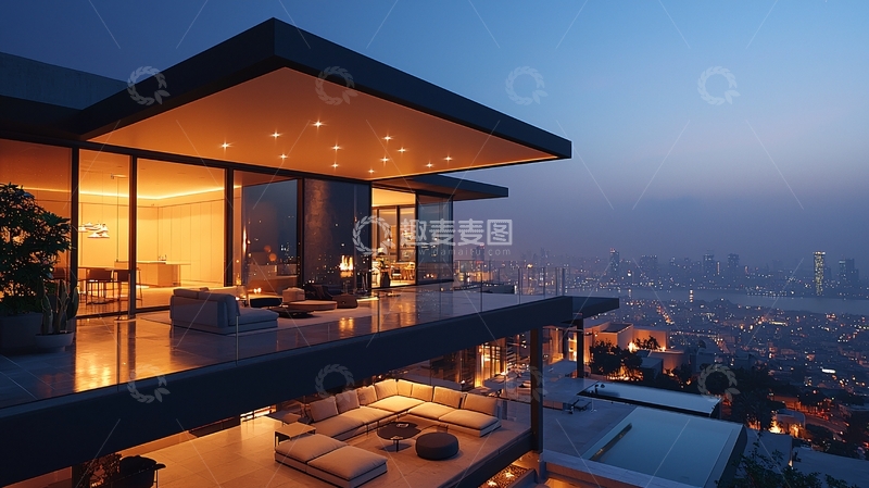 高清大图下载【趣麦麦图】现代建筑夜景全景