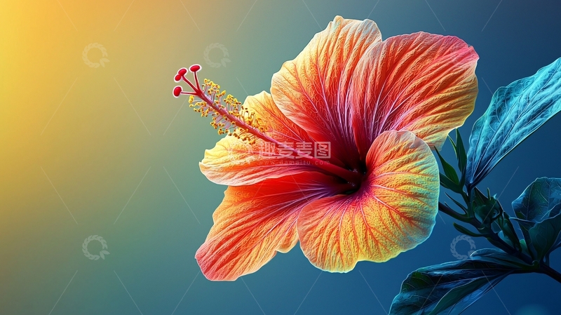 高清大图下载【趣麦麦图】鲜艳的扶桑花特写