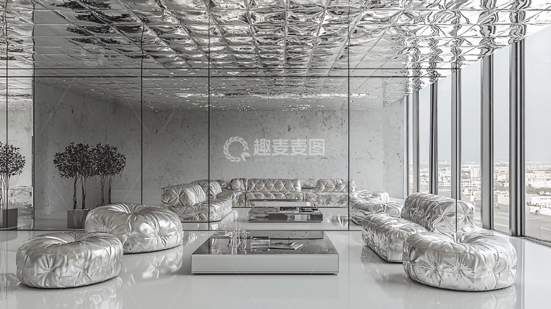 高清大图下载【趣麦麦图】银色未来主义客厅