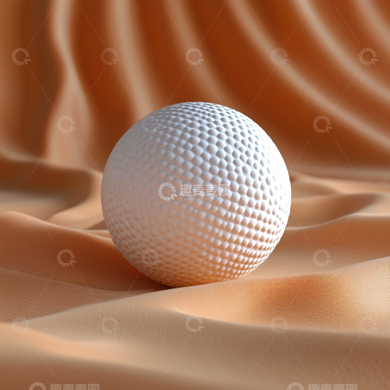 高清大图下载【趣麦麦图】白色球体在柔软的绸缎上