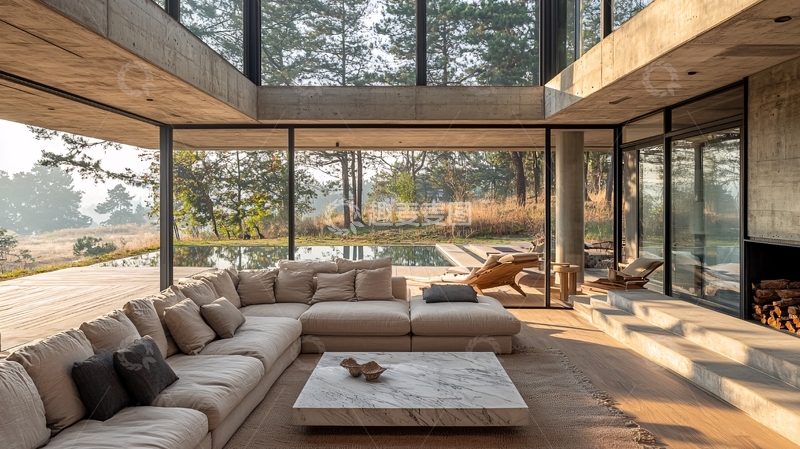 高清大图下载【趣麦麦图】宽敞明亮的现代客厅