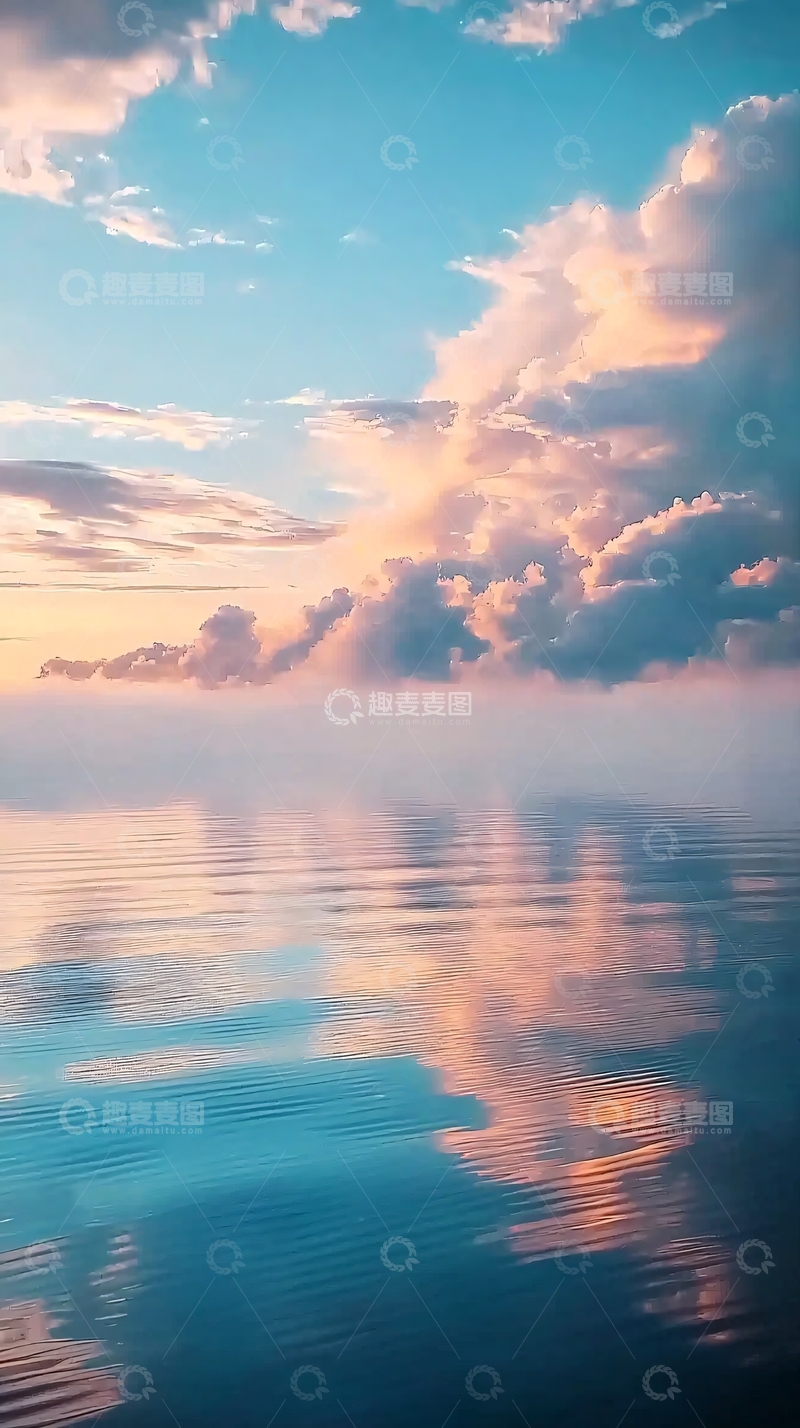 高清大图下载【趣麦麦图】平静水面云彩倒影