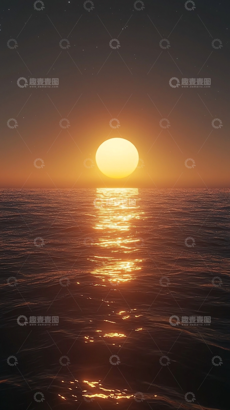 高清大图下载【趣麦麦图】海面日落