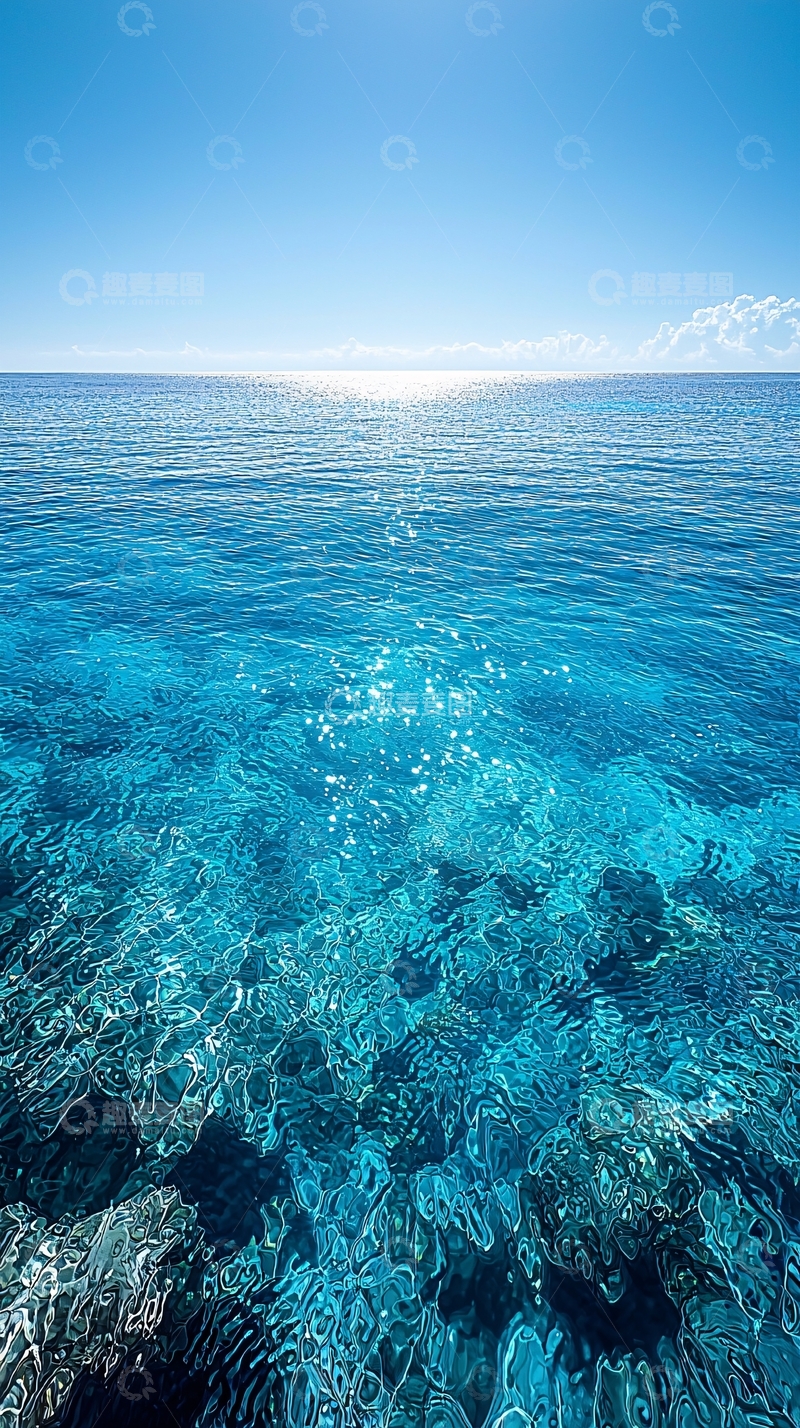 高清大图下载【趣麦麦图】湛蓝海水清澈见底波光粼粼