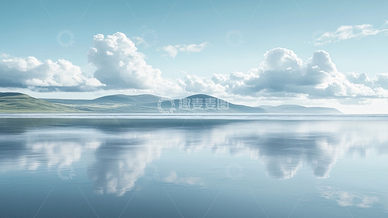 高清大图下载【趣麦麦图】平静湖面上的天空云彩倒影