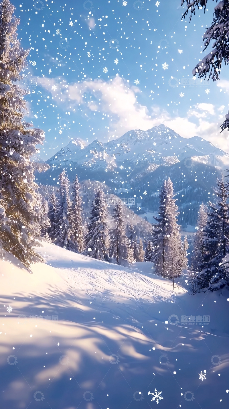 高清大图下载【趣麦麦图】雪山冬景