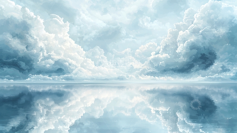 高清大图下载【趣麦麦图】平静水面反射的云层