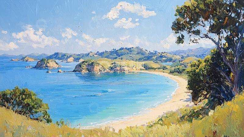 高清大图下载【趣麦麦图】海湾平静风景画