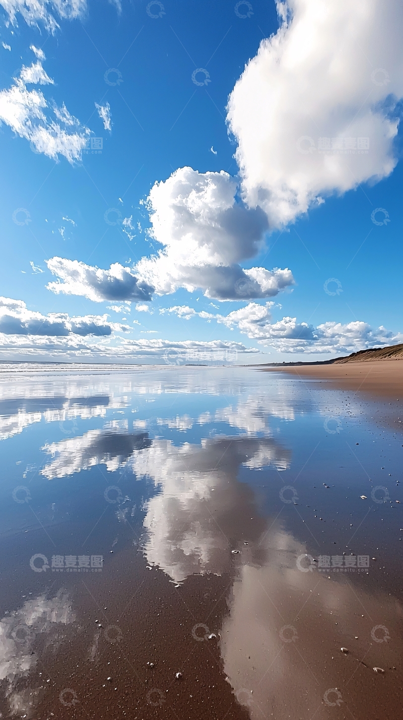 高清大图下载【趣麦麦图】海滩倒影