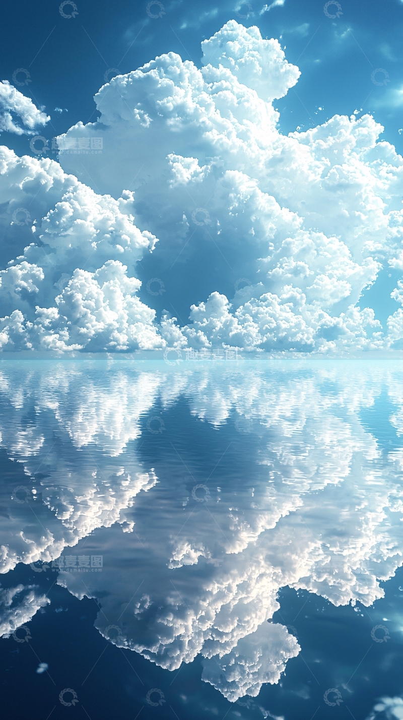 高清大图下载【趣麦麦图】云朵在水面上的倒影