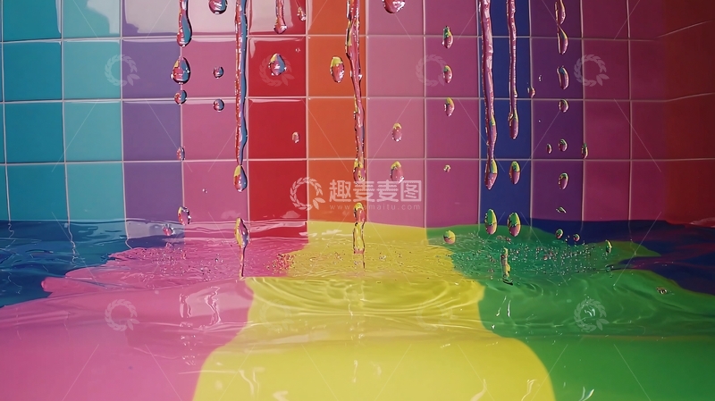 高清大图下载【趣麦麦图】彩虹色瓷砖