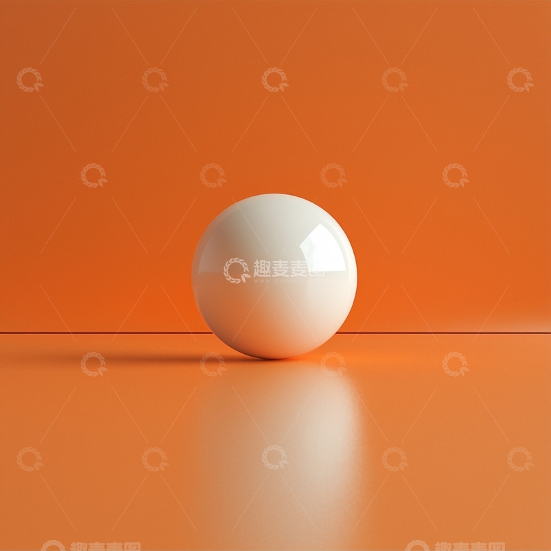 高清大图下载【趣麦麦图】橙色背景白色球体