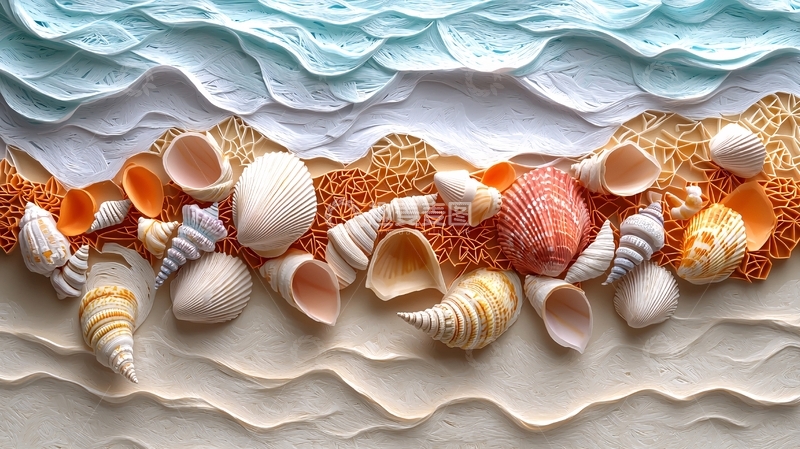 高清大图下载【趣麦麦图】海滩贝壳静物特写