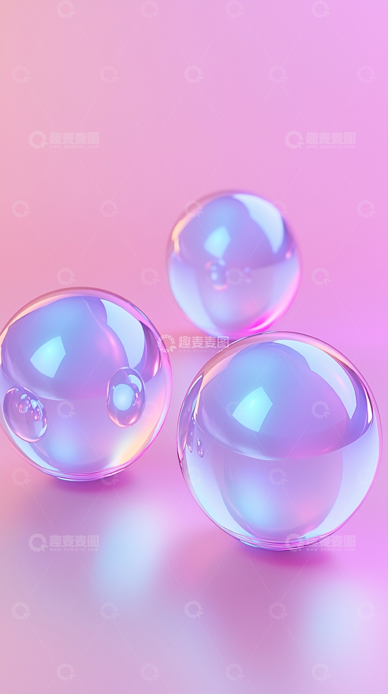 高清大图下载【趣麦麦图】粉色背景下三个渐变色球体