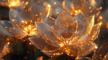 闪耀金光的水晶莲花