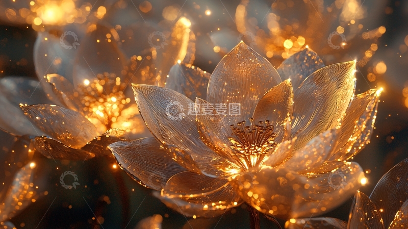 高清大图下载【趣麦麦图】闪耀金光的水晶莲花