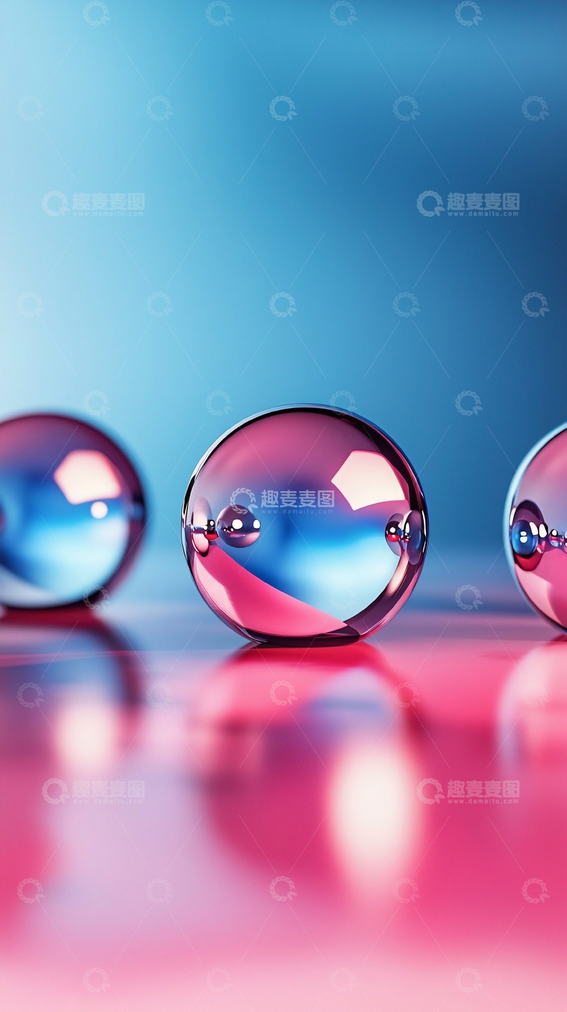 高清大图下载【趣麦麦图】蓝色粉色玻璃球