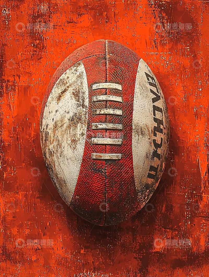 高清大图下载【趣麦麦图】脏旧橄榄球红色背景