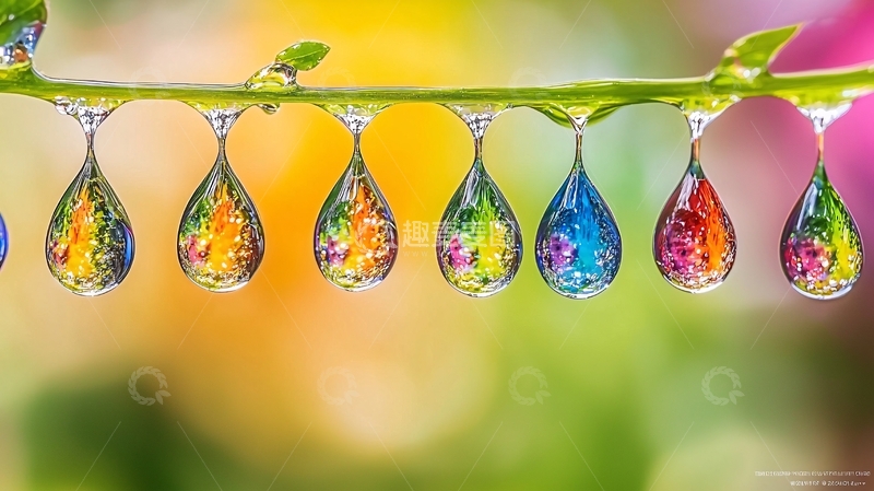 高清大图下载【趣麦麦图】彩虹水滴