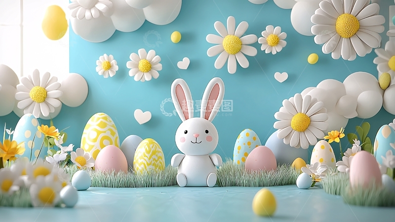 高清大图下载【趣麦麦图】复活节兔子和彩蛋